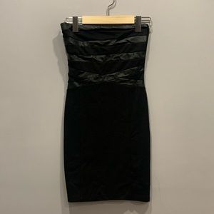 Ardene Strapless Black Dress with Leather Detail